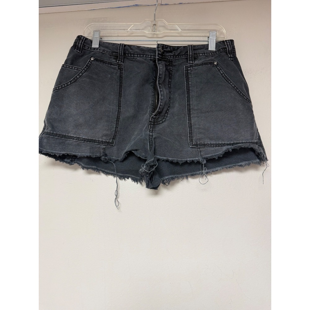 Free People Distressed Denim Cutoff Shorts Black Size‎ 10 Raw Hem Cargo